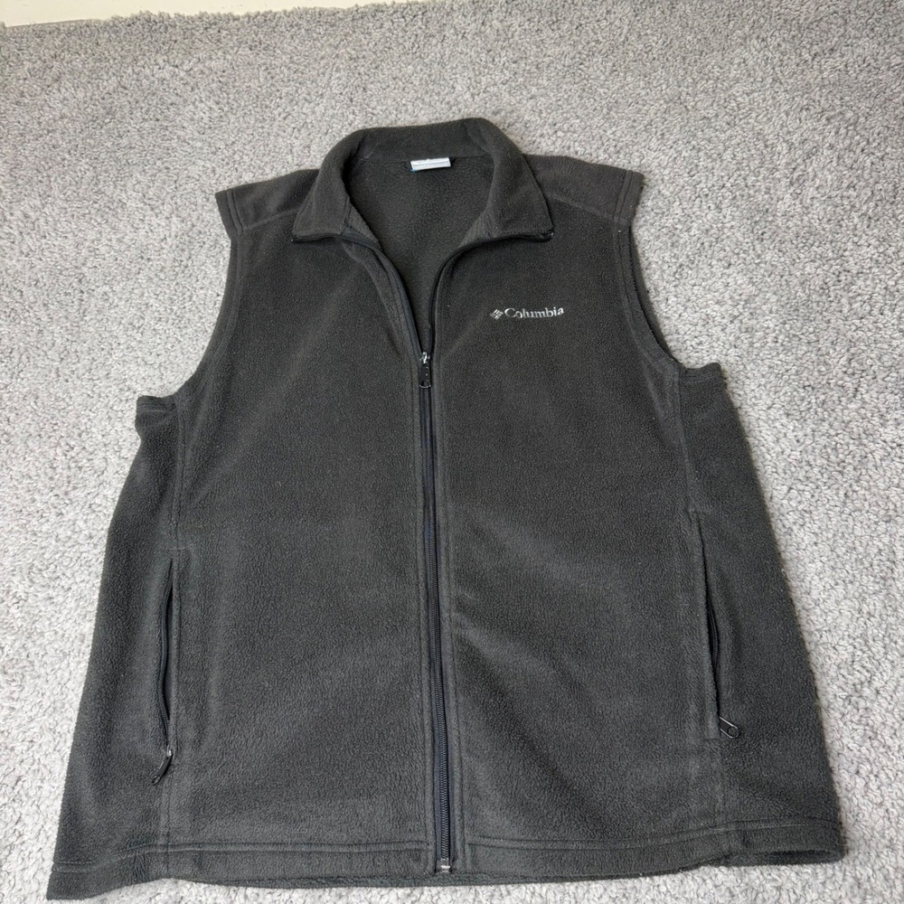Columbia Mens Steens Mountain Fleece Vest Charcoal Gray Full Zip Large Hiking